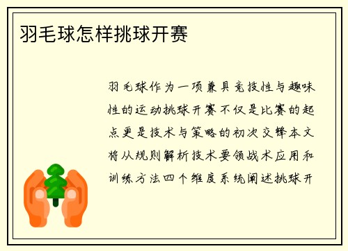 羽毛球怎样挑球开赛