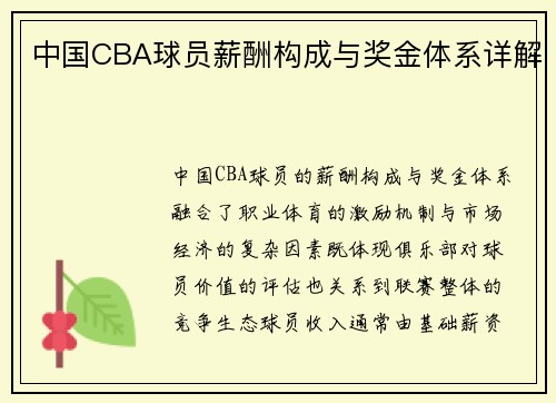 中国CBA球员薪酬构成与奖金体系详解
